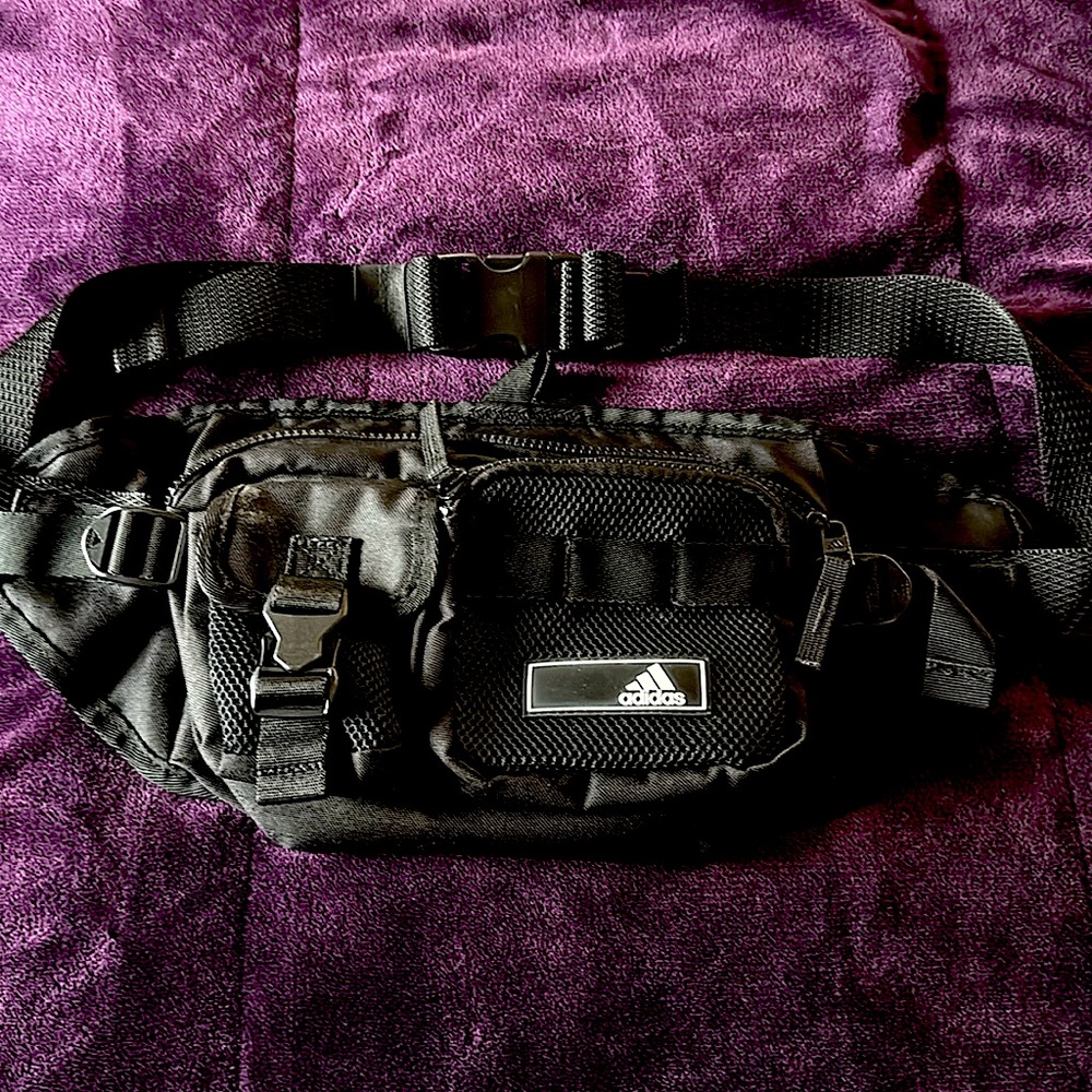 Adidas belt bag in black. Amplifier 2 crossbody.